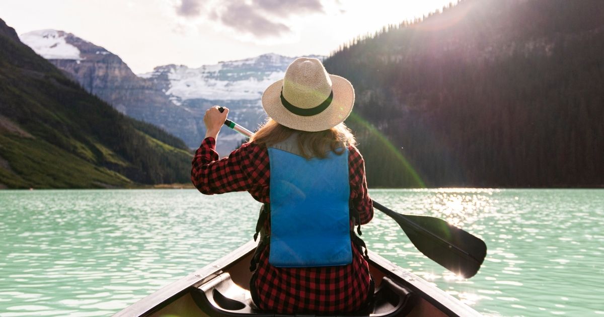 Paddling on Lake Louise, Alberta — about 2 hours from Calgary.